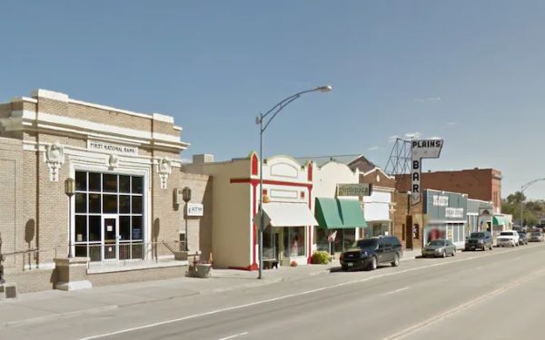 Hugo main street featuring the beautiful brick bank building Hugo main street featuring the beautiful brick bank building